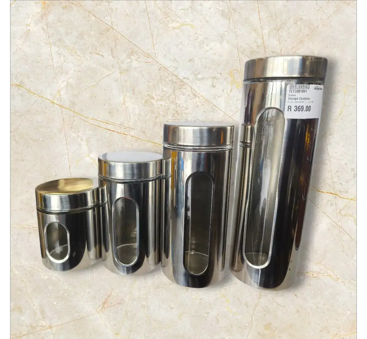 4 Piece Storage Canisters Silver - Thumbnail 1