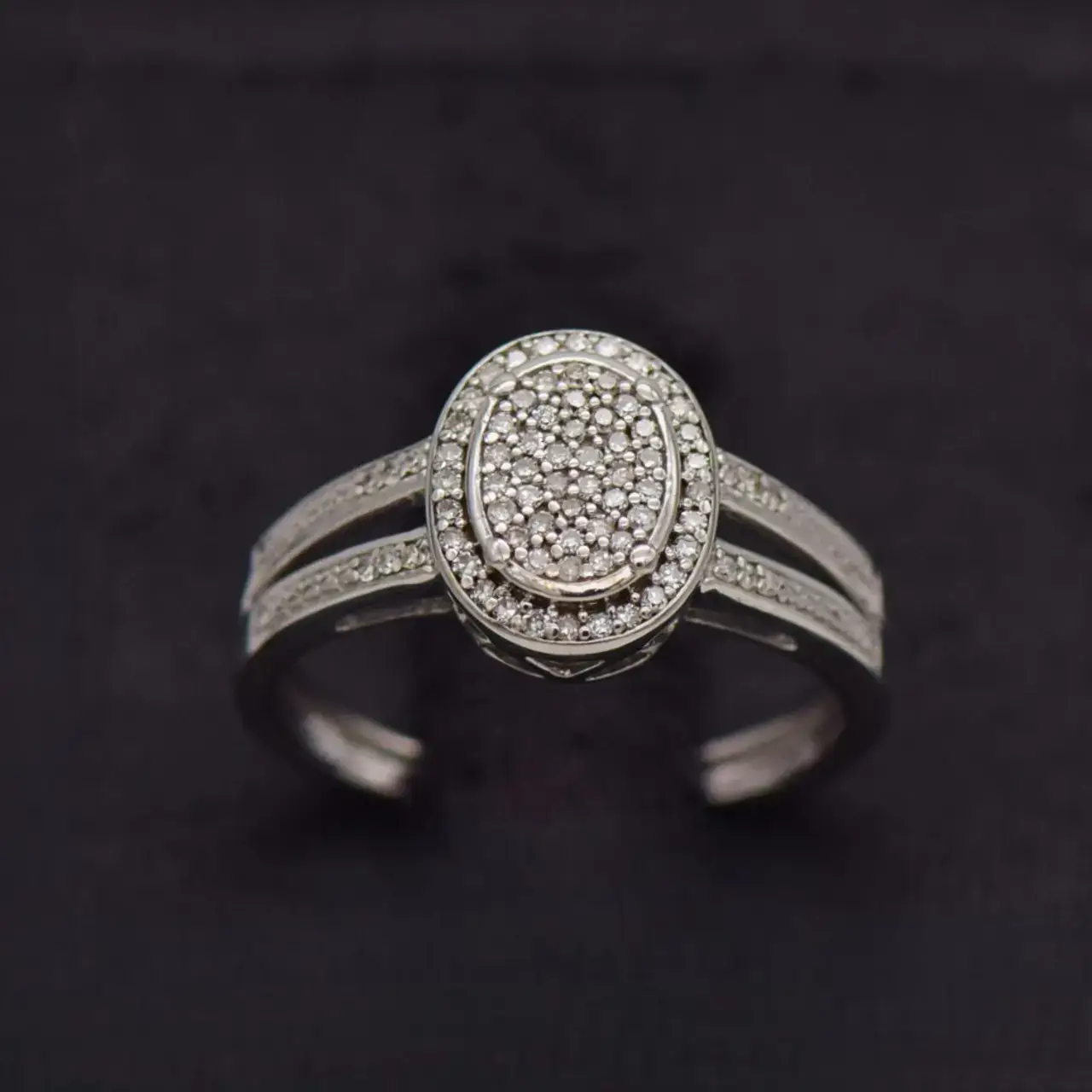 9ct White Gold Halo Ring  - Thumbnail 1