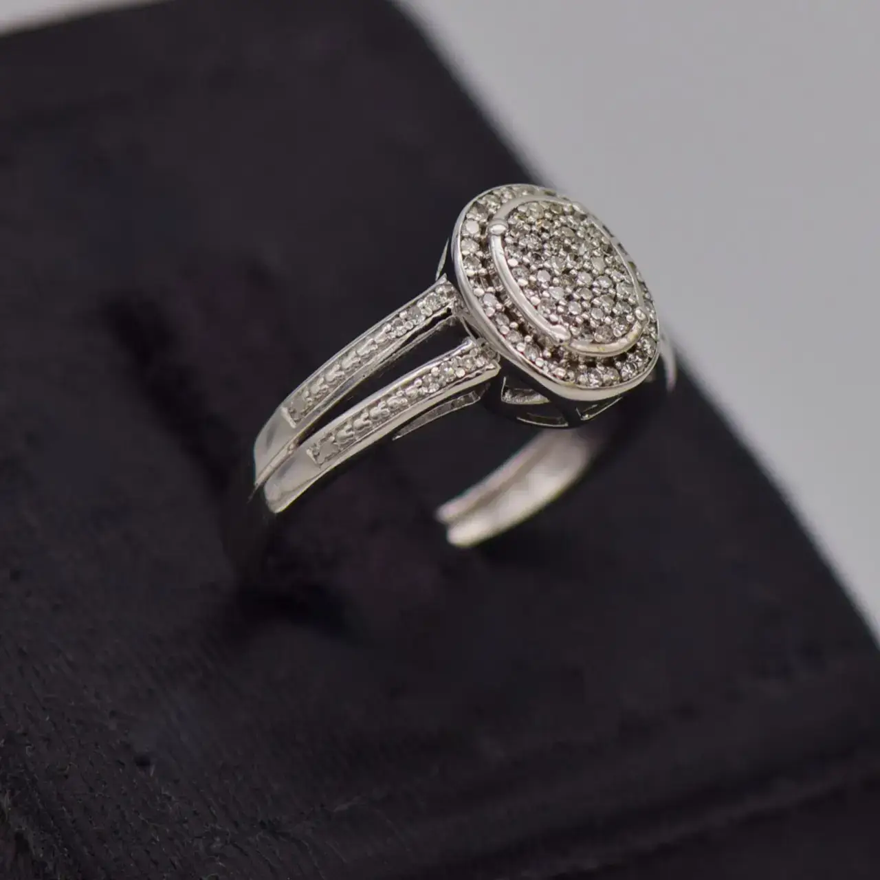 9ct White Gold Halo Ring  - Thumbnail 2