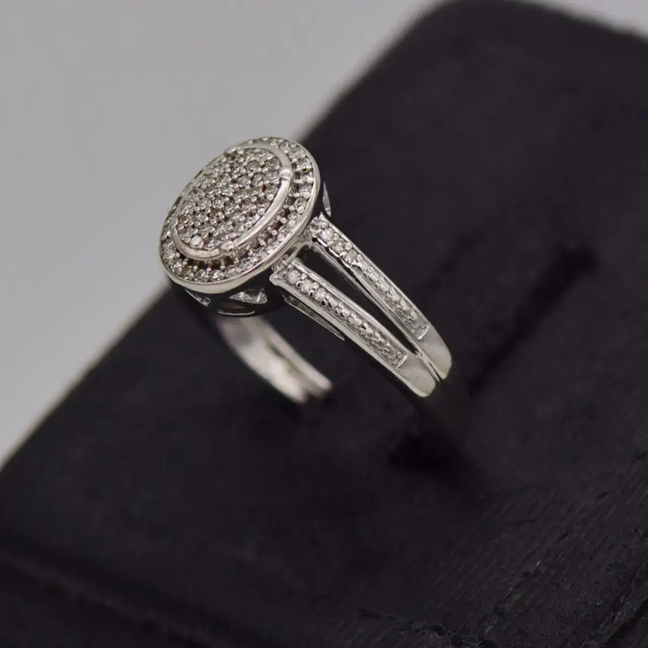 9ct White Gold Halo Ring  - Thumbnail 3