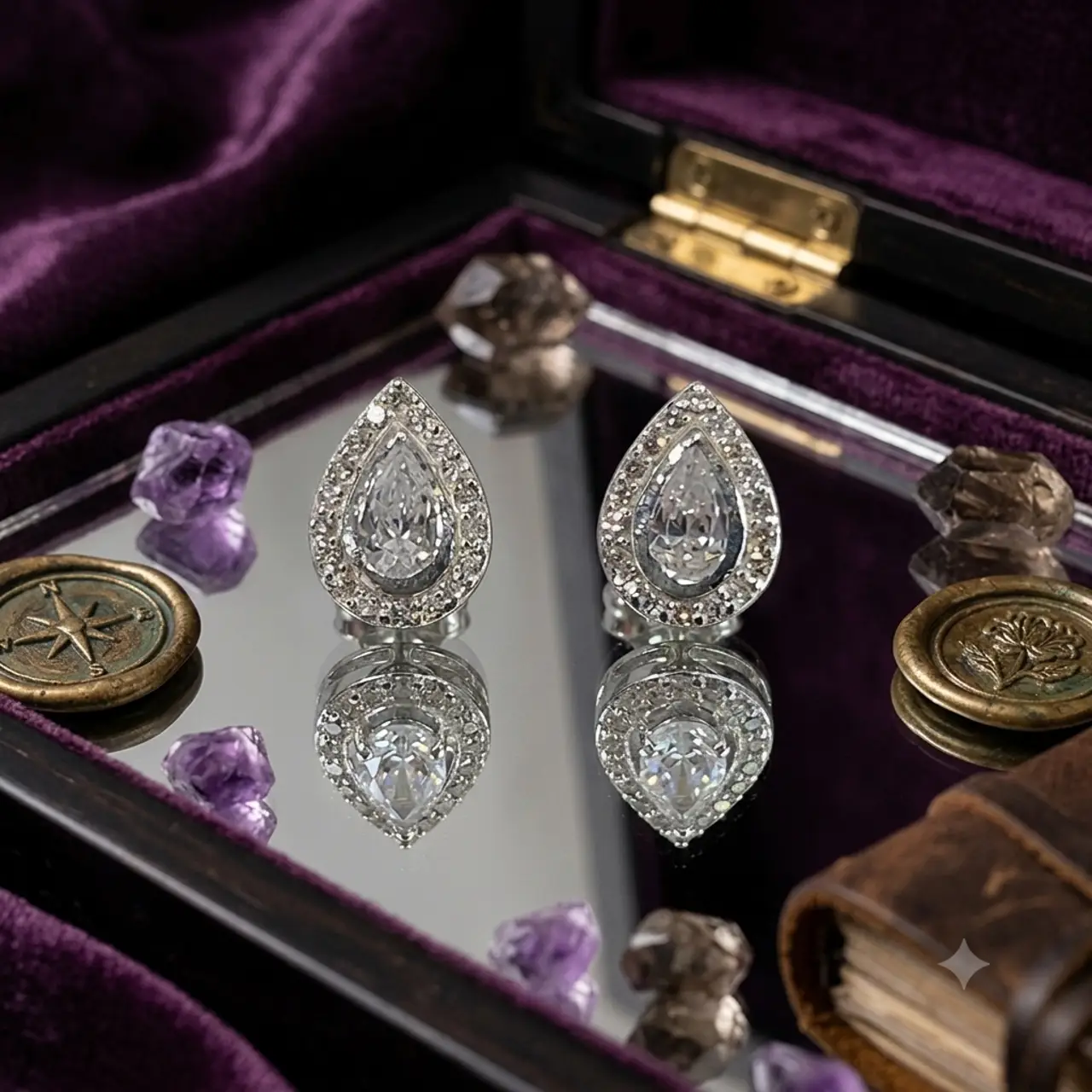 925 Silver Cz Pear Shaped Sser 424 Earrings - Thumbnail 1