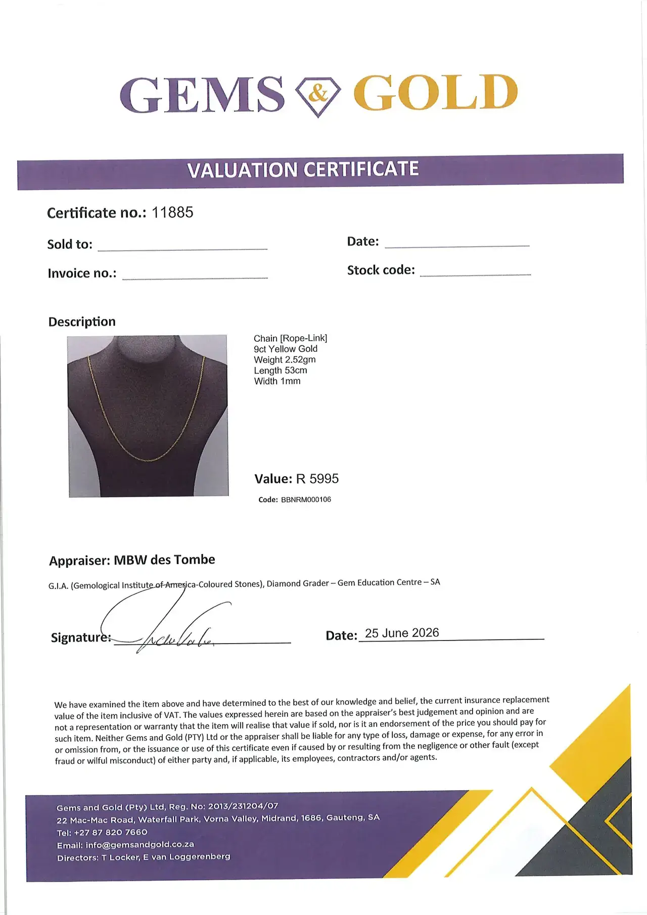 9ct Yellow Gold Chain [Rope-Link] - Thumbnail 4