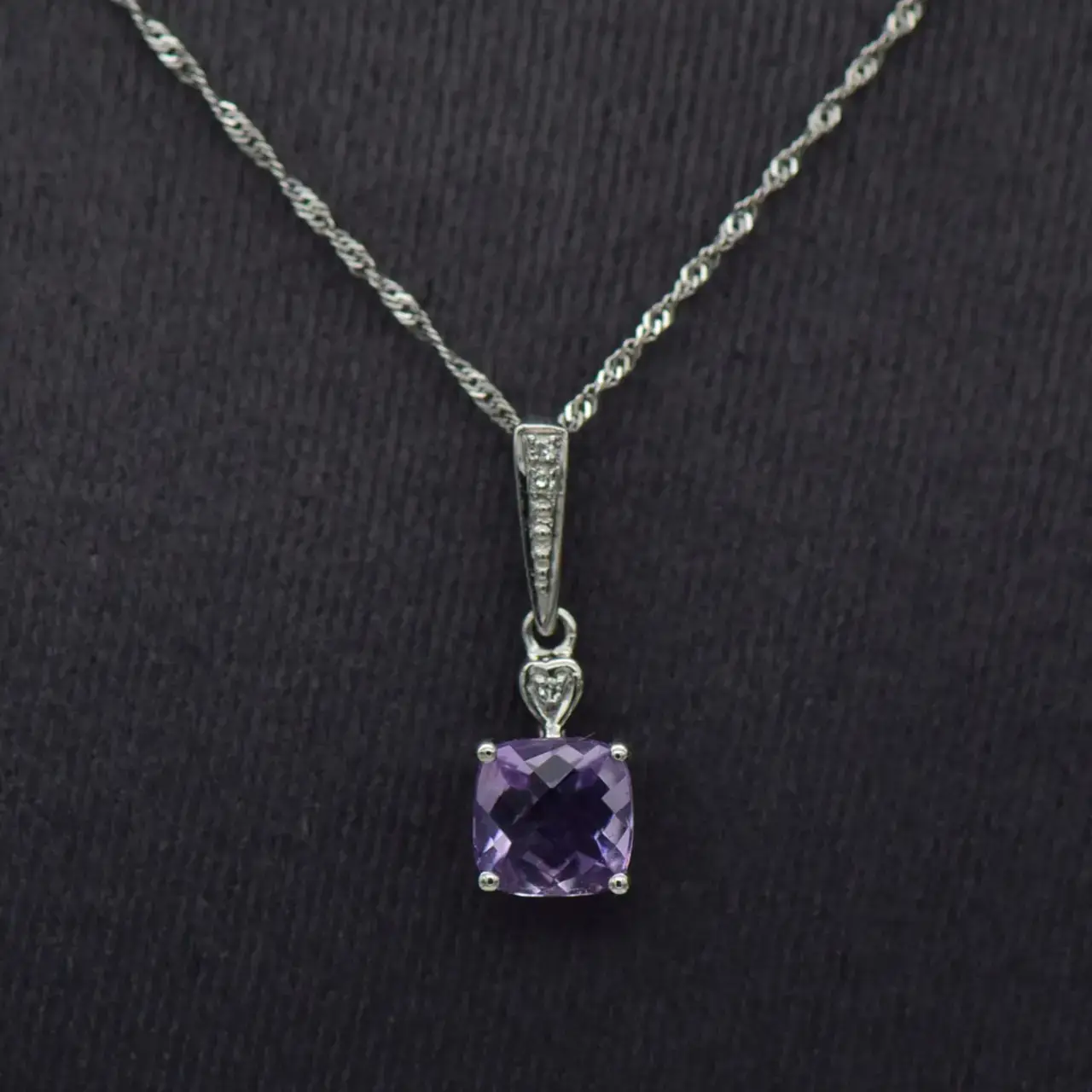 9ct White Gold Twisted Chain, Pendant &  Earring Set  - Thumbnail 2