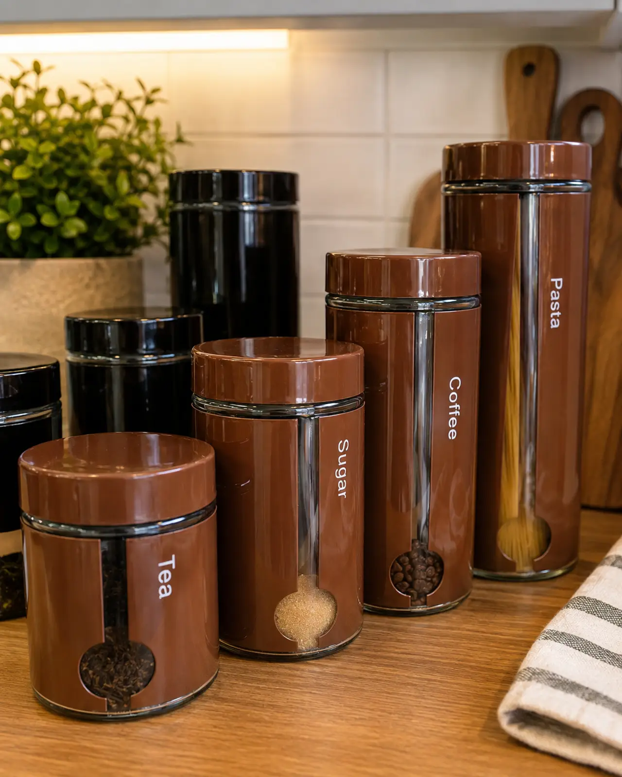 4 Piece Storage Canister Brown Brand New - Thumbnail 2