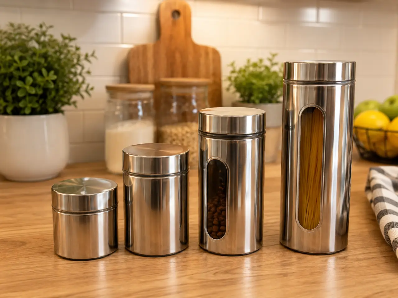 4 Piece Storage Canisters Silver - Thumbnail 2