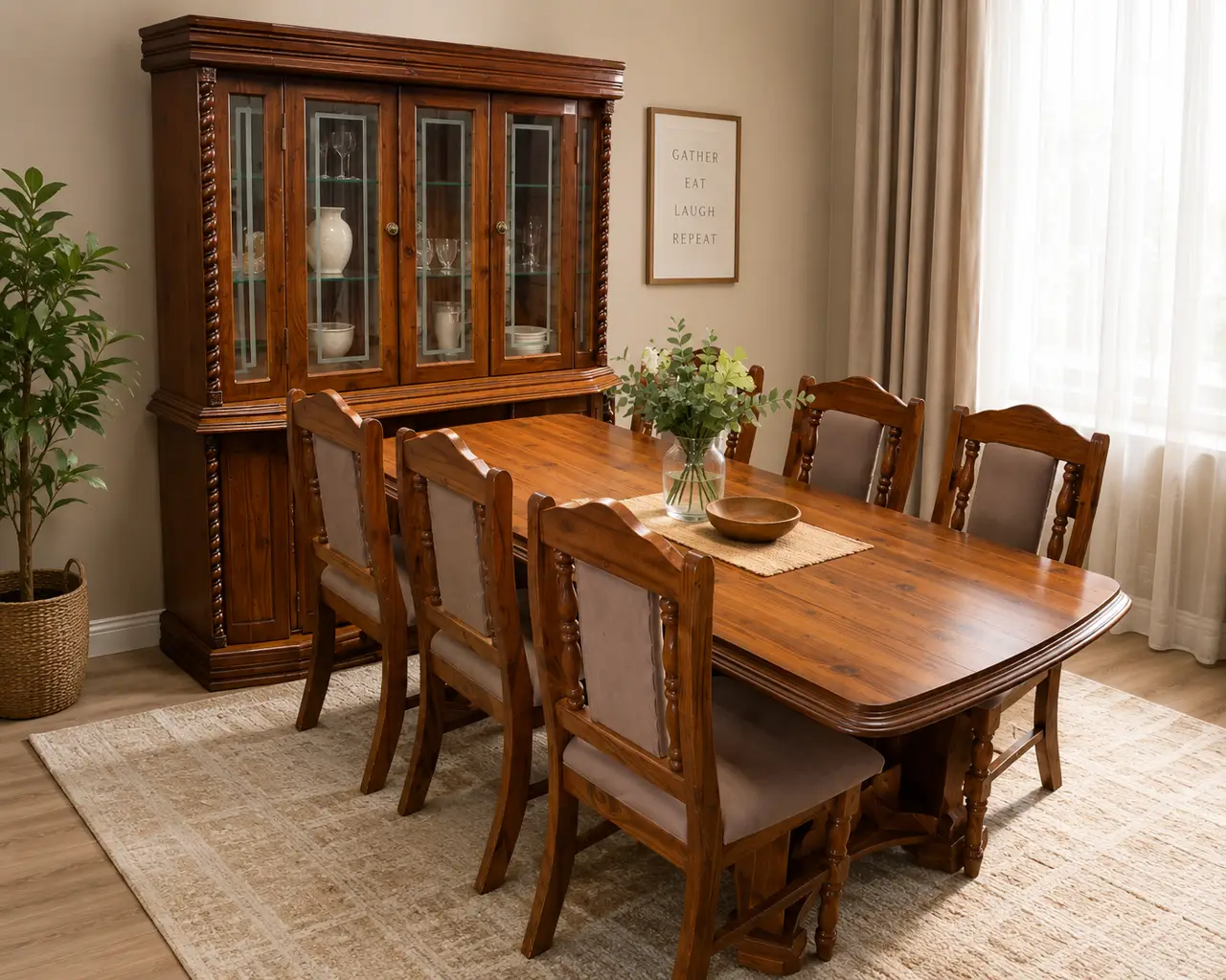 Dining Set With Display Cabinet - Thumbnail 1