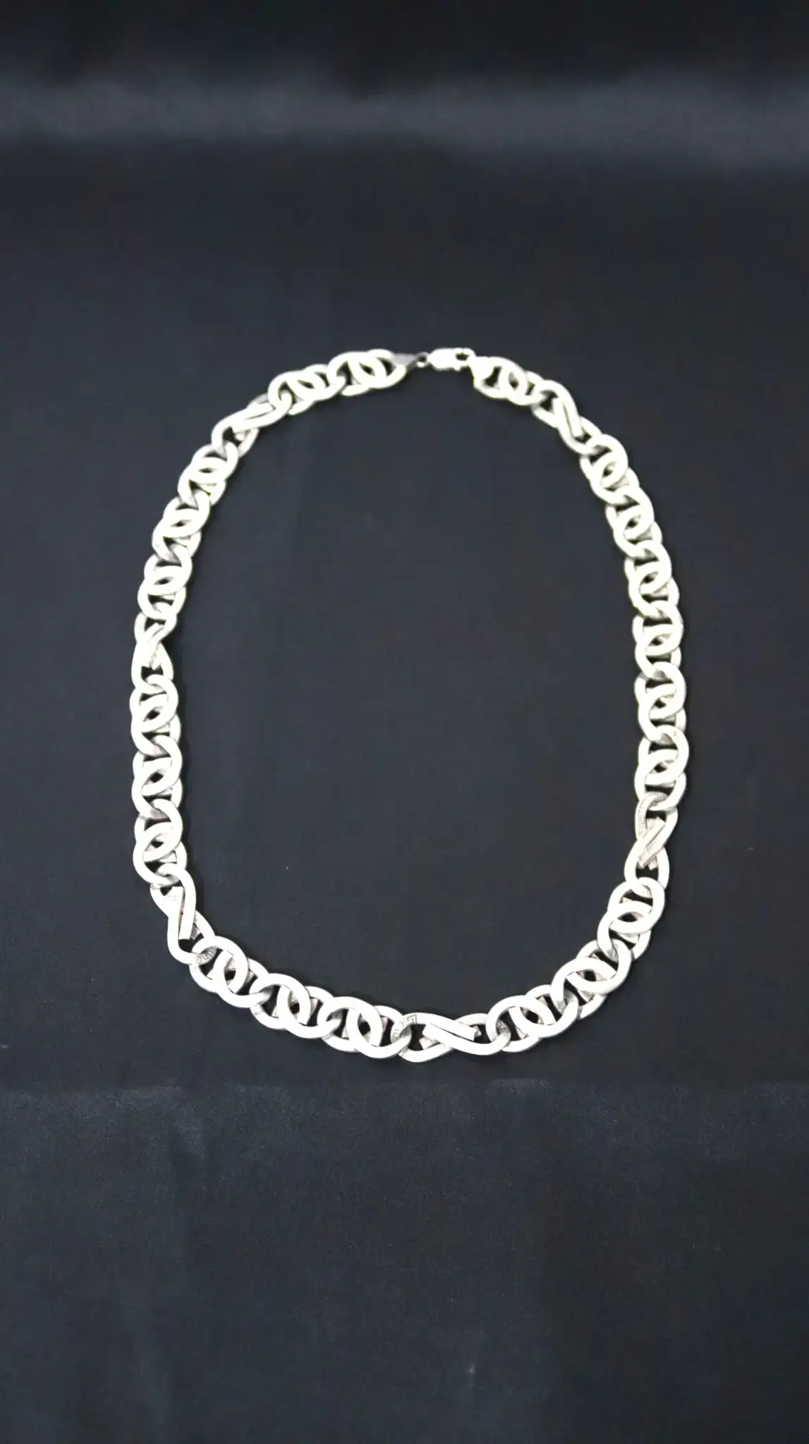 925 Sterling Silver Interlocking Greek Key Link Necklace - Thumbnail 1