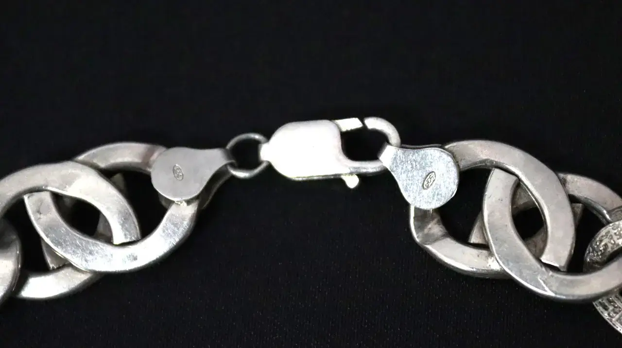 925 Sterling Silver Interlocking Greek Key Link Necklace - Thumbnail 3