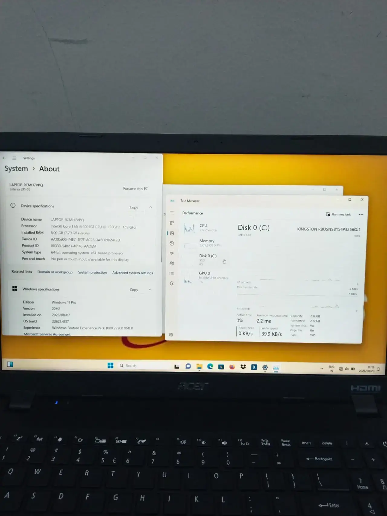 Acer Extends 15 N19c1 / I3 10Th Gen / 256 Gb / 8 Gb Ram - Thumbnail 2