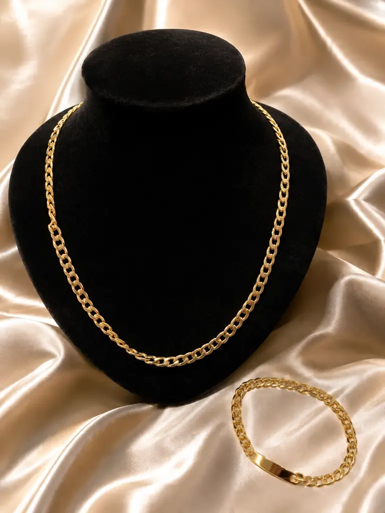 T St Steel Gold-Plated Necklace & Bracelet Set - View 2
