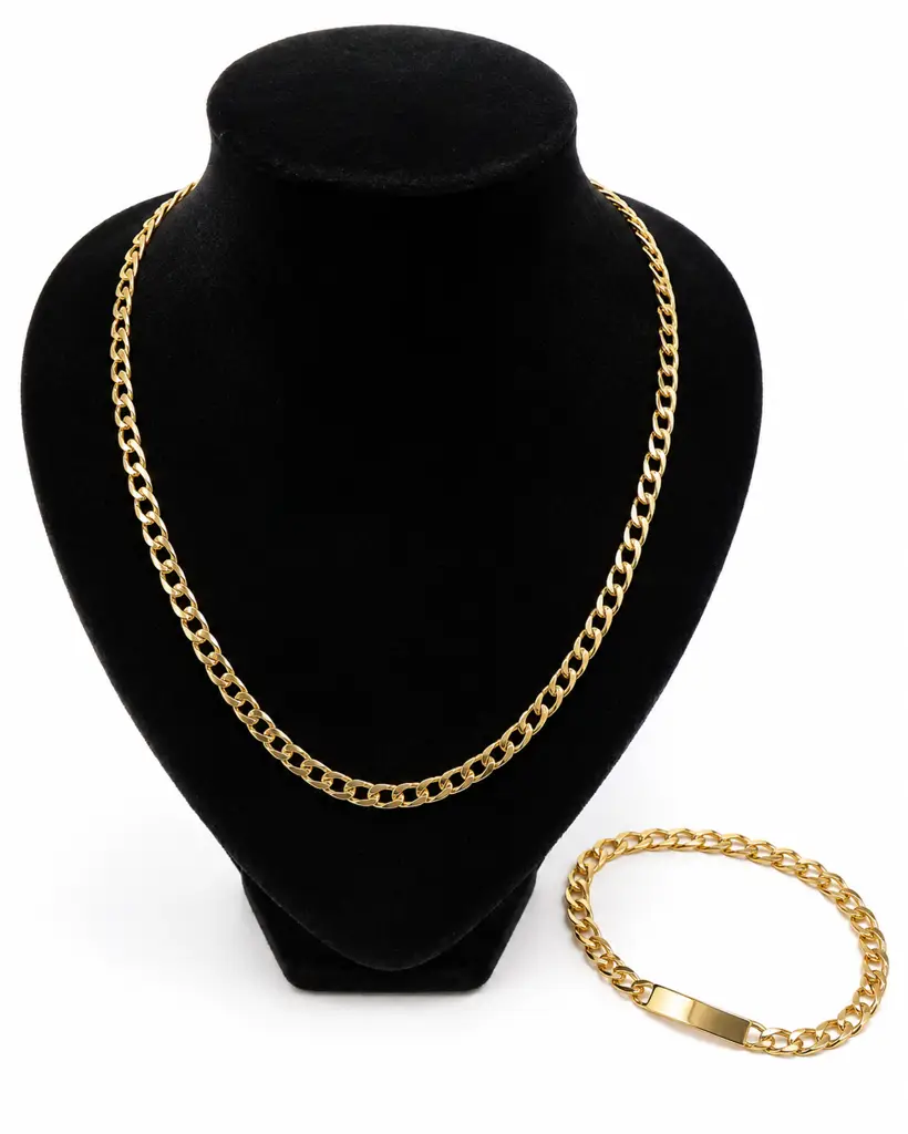 T St Steel Gold-Plated Necklace & Bracelet Set - View 3