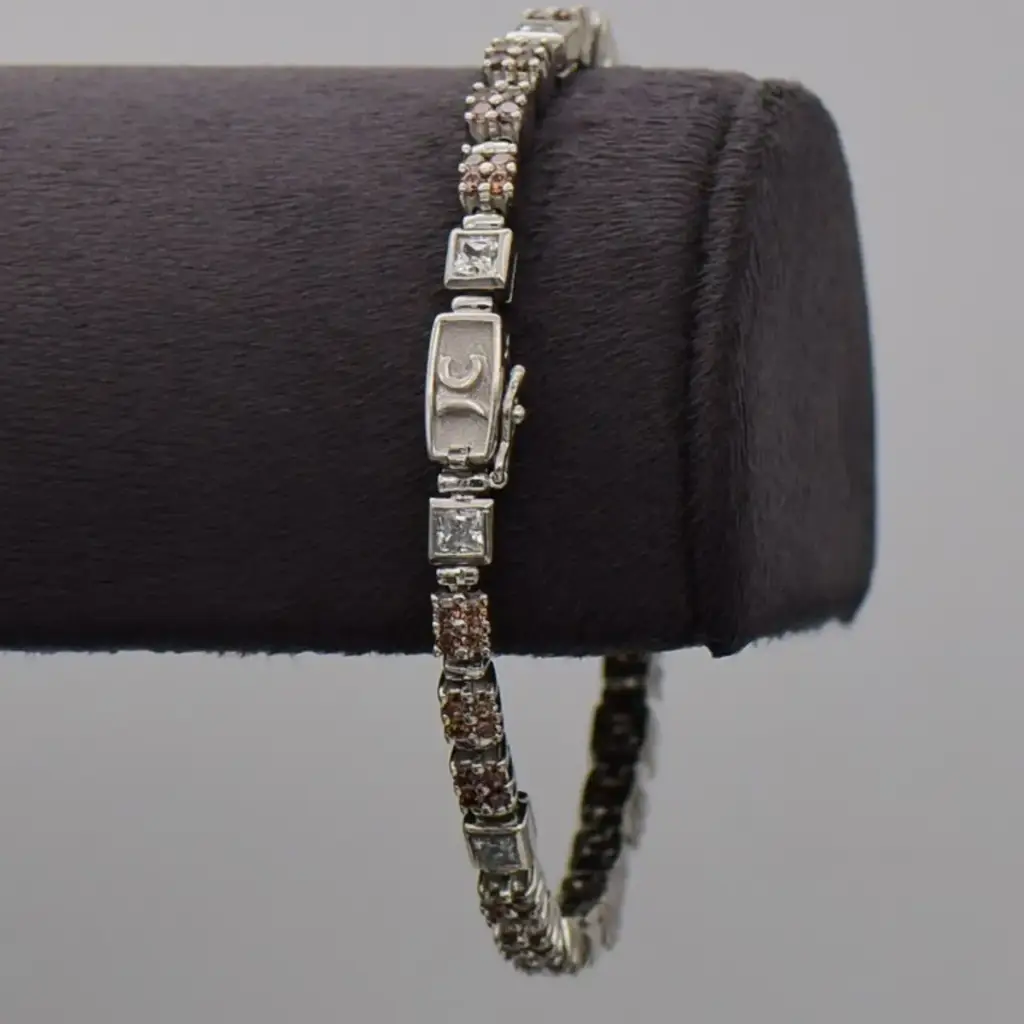 9ct White Gold Tennis Bracelet - View 2