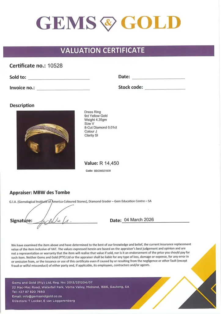 9ct Yellow Gold Dress Ring - View 4